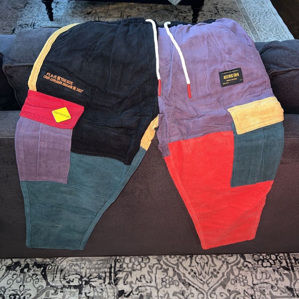 Hight Street Pants Mens Small Multicolor Corduroy Patchwork Jeans Coursemys